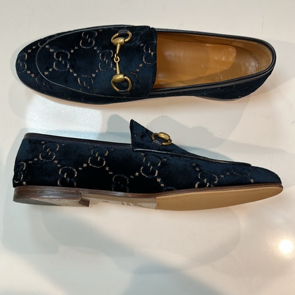 MEN'S GUCCI JORDAAN BLUE GG VELVET LOAFER Size 7.5=8US - Picture 14 of 17